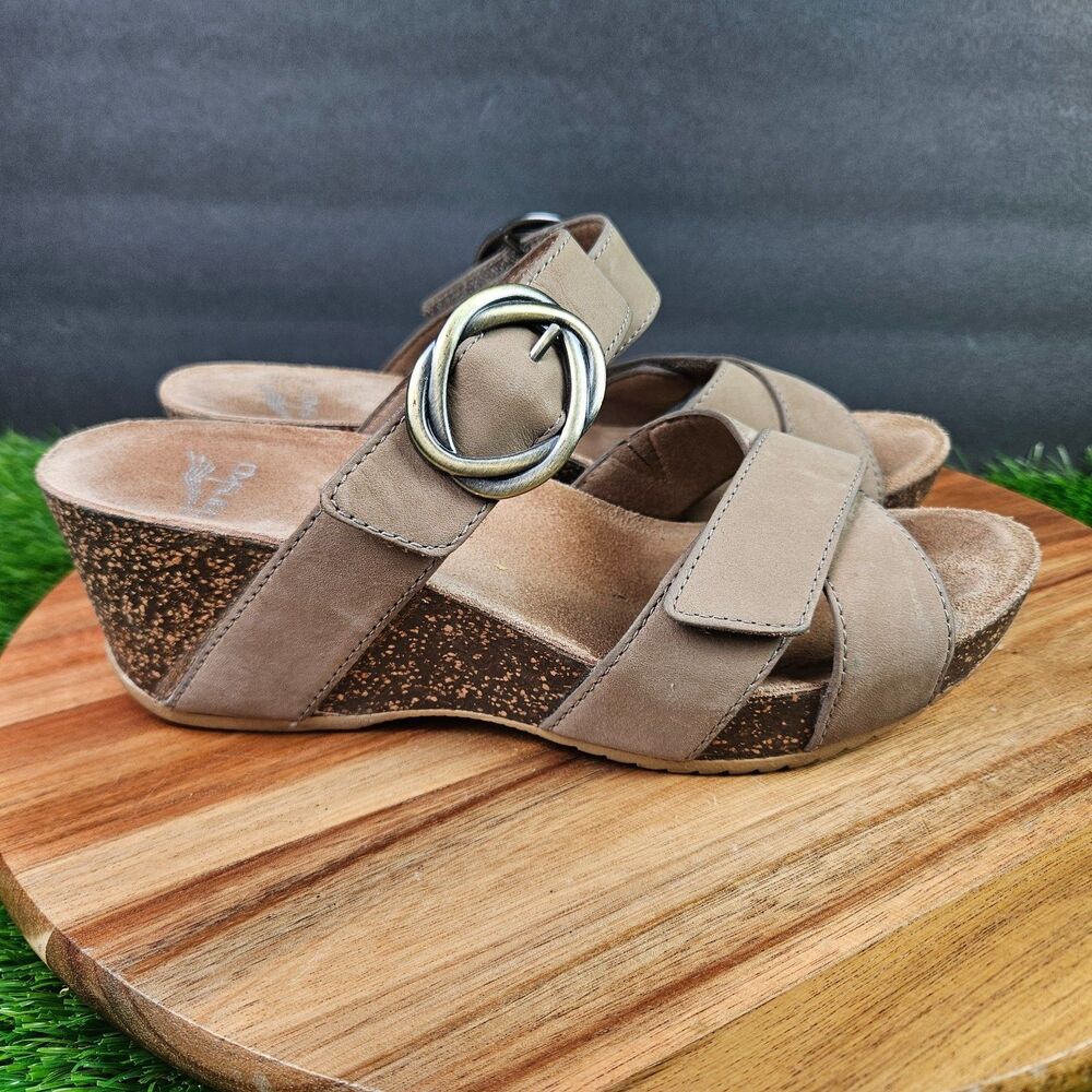 Dansko Susie Milled Nubuck Sandal Womens EU 37 /US 6.5 - 7 Taupe Slide Shoes